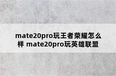 mate20pro玩王者荣耀怎么样 mate20pro玩英雄联盟